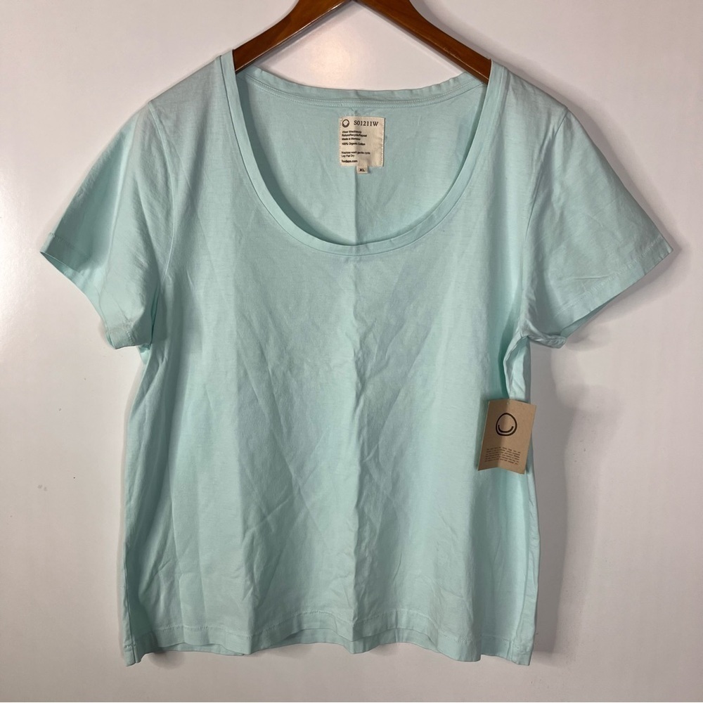 For Days Organic Cotton U Neck Tee in Iced Aqua Size Xlarge
